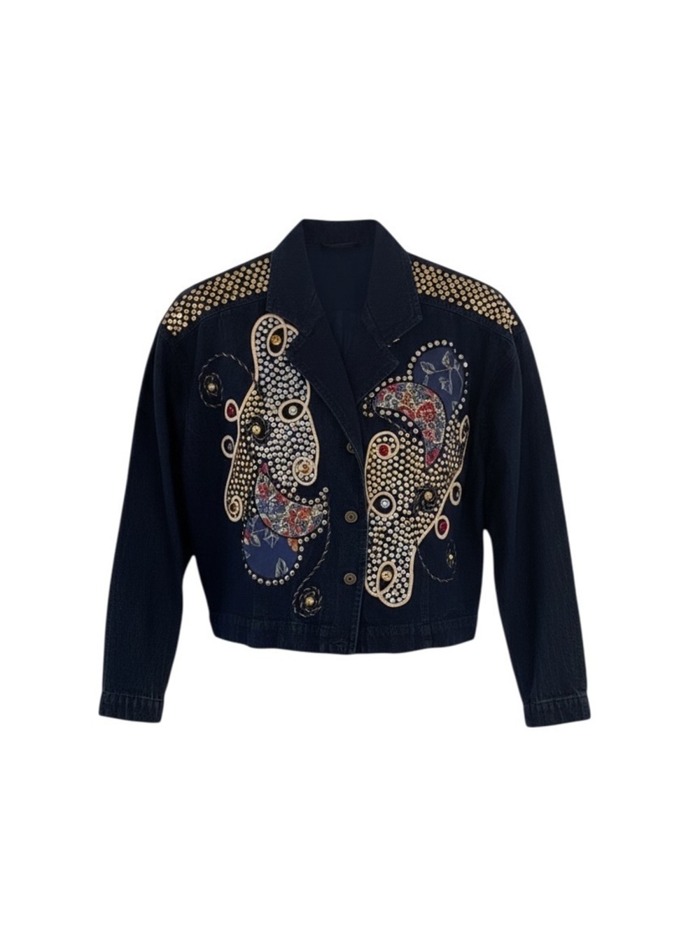 Vintage G.A.R. Embellished Denim Jacket – Dark Wash